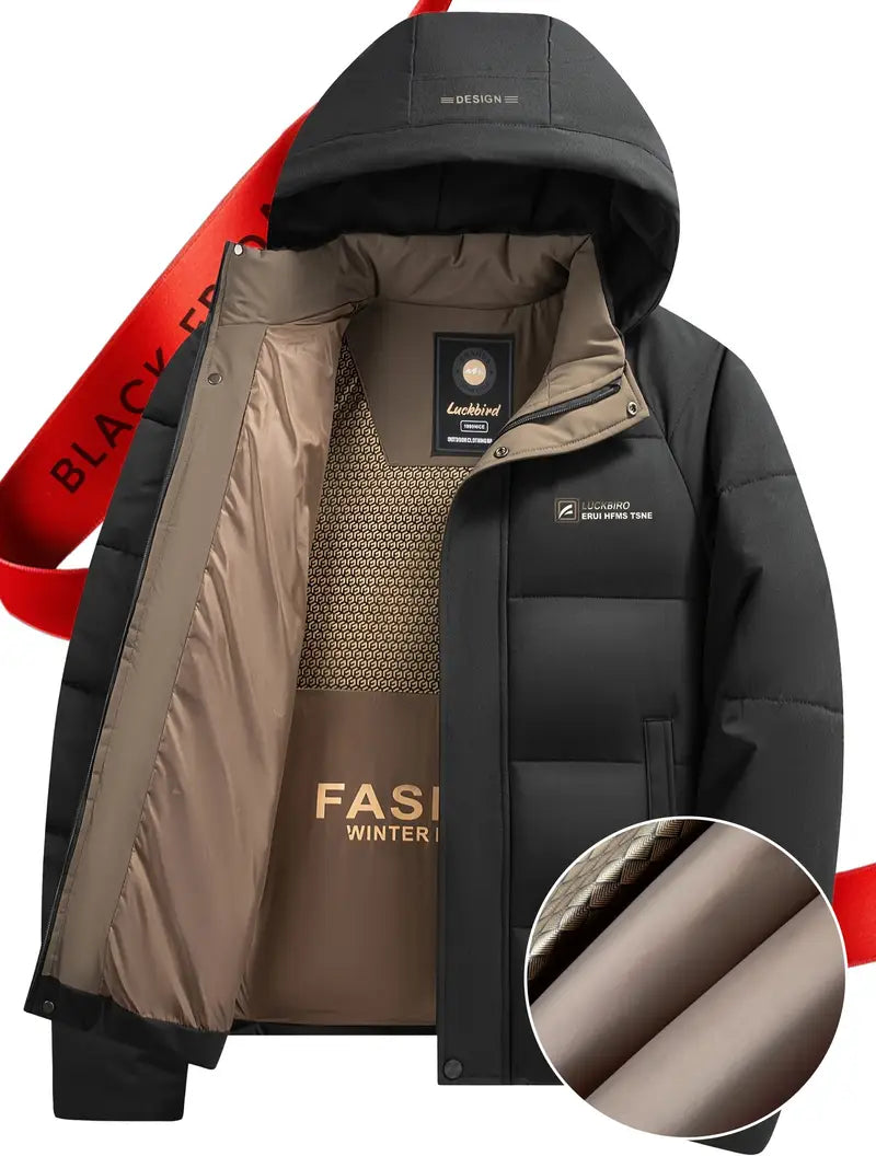 [COMPRA 1 Y LLEVA 2] Chaqueta de invierno para hombre con capucha desmontable – Abrigo informal y elegante con bolsillos + ¡Reloj exclusivo de regalo!