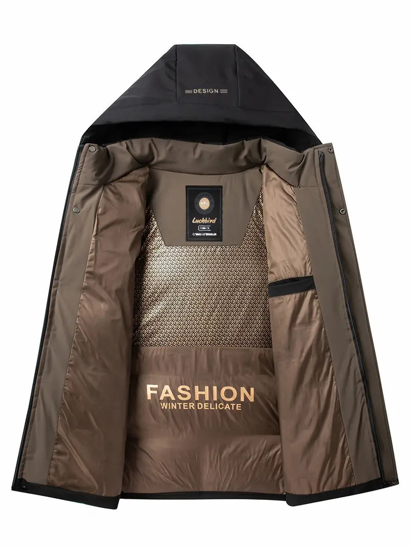 [COMPRA 1 Y LLEVA 2] Chaqueta de invierno para hombre con capucha desmontable – Abrigo informal y elegante con bolsillos + ¡Reloj exclusivo de regalo!