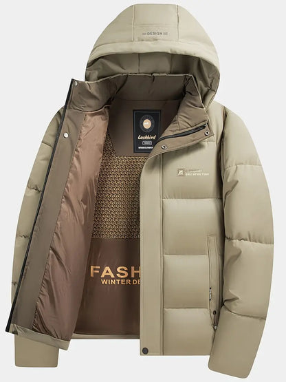 [COMPRA 1 Y LLEVA 2] Chaqueta de invierno para hombre con capucha desmontable – Abrigo informal y elegante con bolsillos + ¡Reloj exclusivo de regalo!