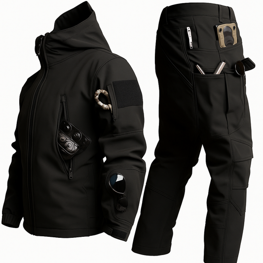 [COMPRA 1 Y LLEVA 2] Conjunto táctico de invierno – Chaqueta con capucha + pantalones cargo con forro polar y camuflaje + ¡Reloj de regalo!