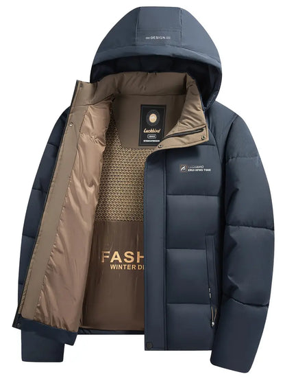 [COMPRA 1 Y LLEVA 2] Chaqueta de invierno para hombre con capucha desmontable – Abrigo informal y elegante con bolsillos + ¡Reloj exclusivo de regalo!