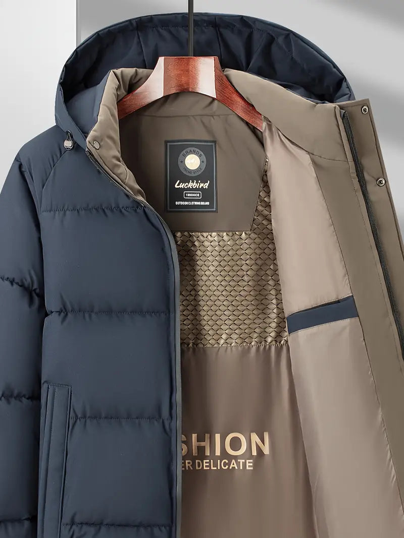 [COMPRA 1 Y LLEVA 2] Chaqueta de invierno para hombre con capucha desmontable – Abrigo informal y elegante con bolsillos + ¡Reloj exclusivo de regalo!