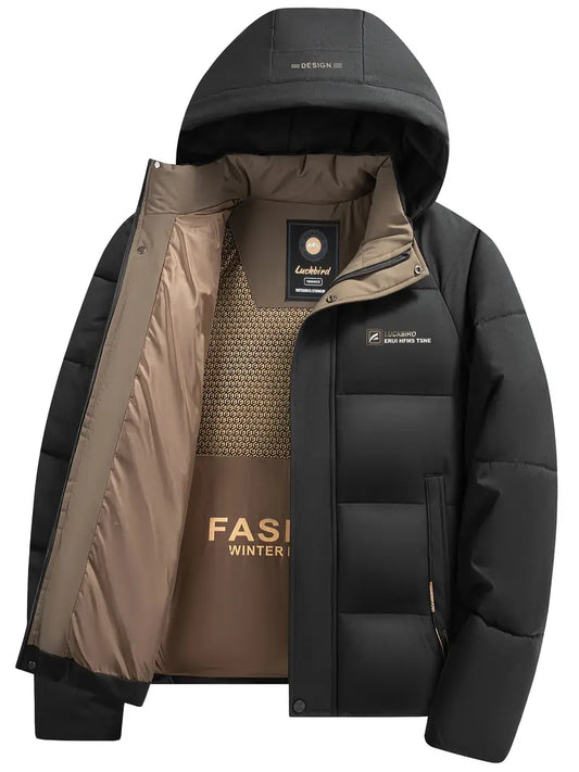 [COMPRA 1 Y LLEVA 2] Chaqueta de invierno para hombre con capucha desmontable – Abrigo informal y elegante con bolsillos + ¡Reloj exclusivo de regalo!